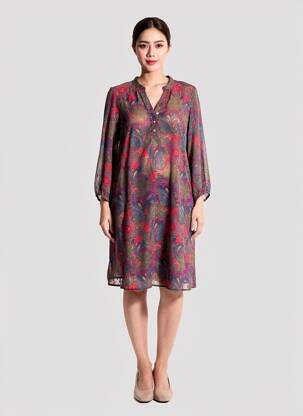 Robe courte coupe fluide manches 3/4 bleu LA FIANCÉE femme