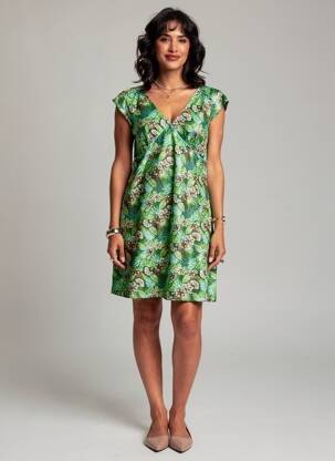Robe courte coupe évasée manches courtes vert LA FIANCÉE femme