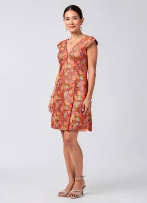 Robe courte coupe évasée manches courtes rouge LA FIANCÉE femme