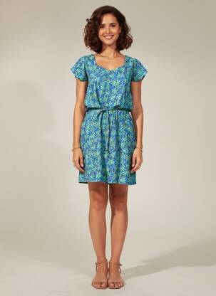 Robe courte manches courtes manches courtes bleu PRINCESSE NOMADE femme