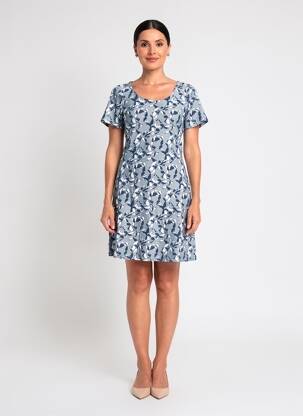 Robe courte manches courtes manches courtes bleu LA FIANCÉE femme