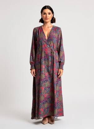 Robe longue manches longues manches longues violet LA FIANCÉE femme