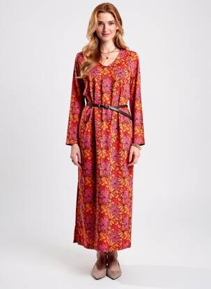 Robe longue manches longues manches longues orange LA FIANCÉE femme