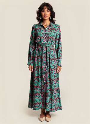 Robe longue manches longues manches longues vert LA FIANCÉE femme