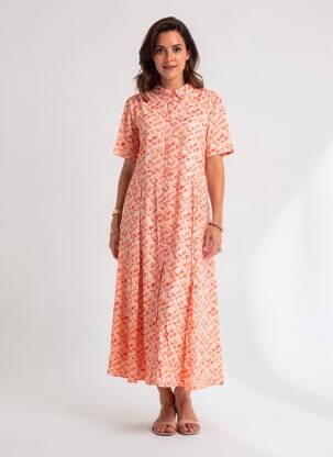 Robe longue manches courtes manches courtes rose LA FIANCÉE femme