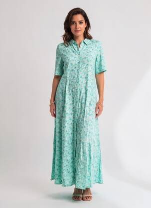 Robe longue manches courtes manches courtes vert LA FIANCÉE femme