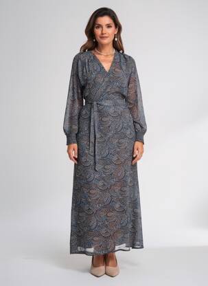 Robe longue manches longues manches longues noir LA FIANCÉE femme
