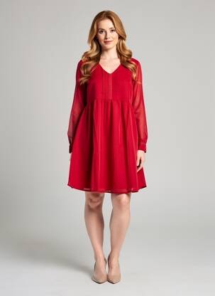 Robe courte manches longues manches longues rouge LA FIANCÉE femme