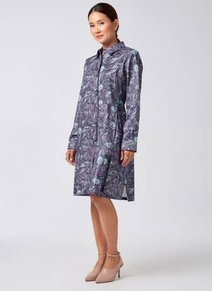 Robe mi-longue tissage crêpe manches longues violet LA FIANCÉE femme