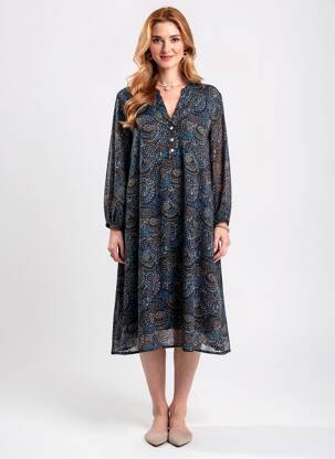Robe mi-longue manches 3/4 manches 3/4 noir LA FIANCÉE femme