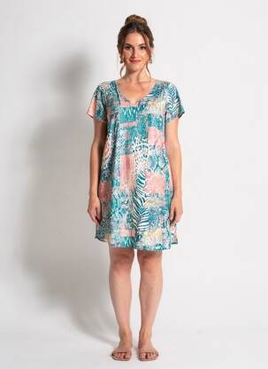 Robe courte manches courtes manches courtes vert LA FIANCEE DU MEKONG femme