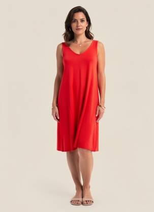 Robe mi-longue sans manche sans manche rouge LA FIANCÉE femme