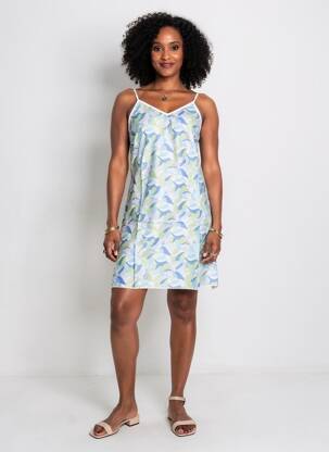 Robe courte coupe évasée fines bretelles bleu LA FIANCÉE femme