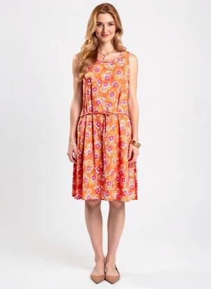 Robe mi-longue imprimé fantaisie sans manche orange PRINCESSE NOMADE femme