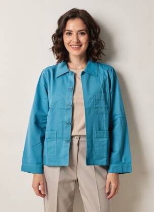 Veste casual coupe droite bleu PRINCESSE NOMADE femme