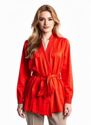 Gilet manches longues coupe cintrée orange LA FIANCÉE femme