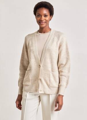 Gilet manches longues fermeture boutonnée sur le devant beige LA FIANCÉE femme
