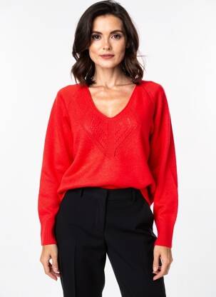 Pull coupe droite manches longues rouge LA FIANCÉE femme