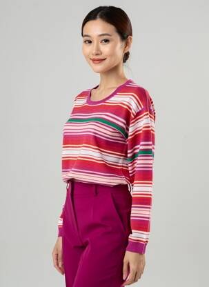 Pull coupe droite manches longues rouge LA FIANCÉE femme