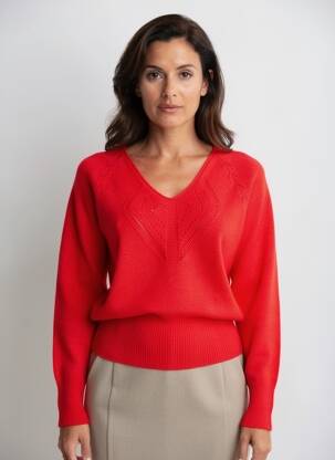 Pull coupe droite manches longues rouge LA FIANCÉE femme