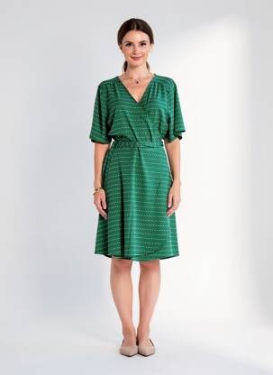 Robe mi-longue imprimé fantaisie manches courtes vert LA FIANCÉE femme