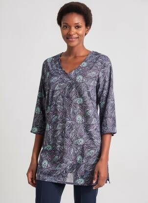 Tunique manches longues tissage crêpe bleu LA FIANCEE D'ARTHUR femme