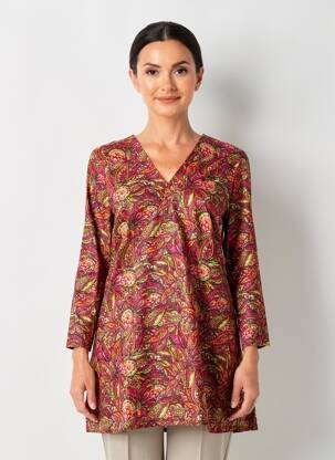 Tunique manches longues tissage crêpe rouge LA FIANCÉE femme
