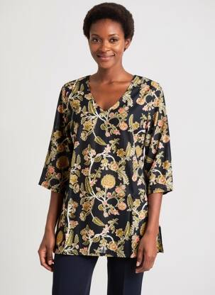 Tunique manches longues tissage crêpe vert LA FIANCÉE femme