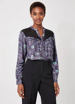 Chemisier imprimé fleurs manches longues violet LA FIANCÉE femme