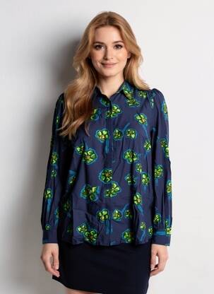 Chemisier imprimé fleurs manches longues bleu LA FIANCÉE femme