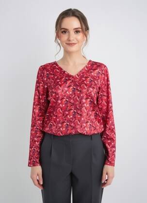 Top tissage jersey manches longues rouge LA FIANCÉE femme