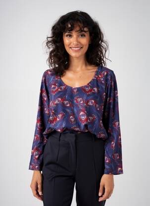Top tissage jersey manches longues bleu LA FIANCÉE femme