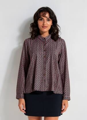 Chemisier imprimé fleurs manches longues rouge LA FIANCÉE femme