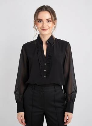 Blouse poignets boutonnés avec fente manches longues noir LA FIANCÉE femme