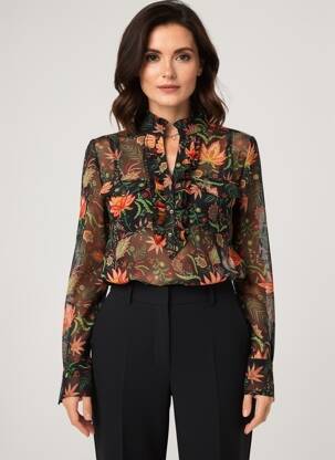 Blouse légère et transparente manches longues vert LA FIANCÉE femme