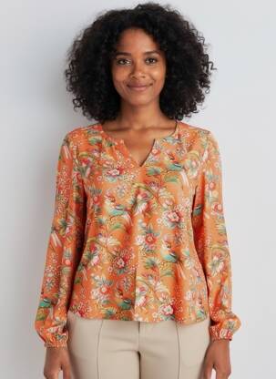 Blouse imprimé fantaisie manches longues orange LA FIANCÉE femme