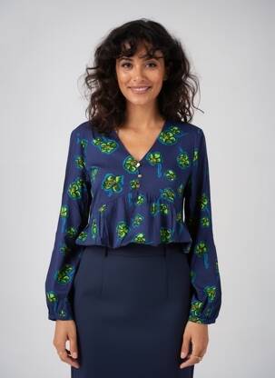 Blouse imprimé fantaisie manches longues bleu LA FIANCÉE femme