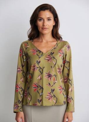 Blouse imprimé fantaisie manches longues vert LA FIANCEE DU MEKONG femme