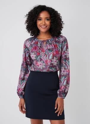 Blouse imprimé fantaisie manches longues rouge LA FIANCÉE femme