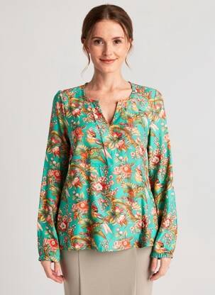 Blouse imprimé fantaisie manches longues vert LA FIANCÉE femme