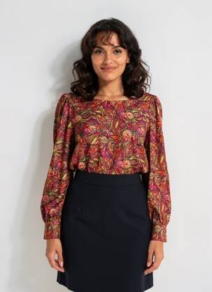 Blouse imprimé fantaisie manches longues rouge LA FIANCÉE femme