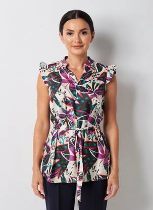 Top imprimé fantaisie manches courtes violet LA FIANCÉE femme