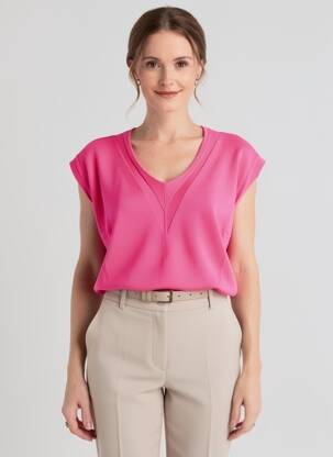 Pull col v manches courtes rose LA FIANCÉE femme