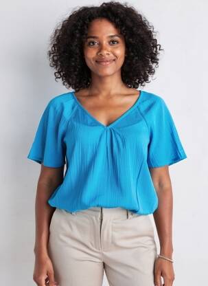 Top manches courtes manches courtes bleu LA FIANCÉE femme