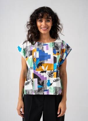 T-shirt imprimé fantaisie manches courtes bleu LA FIANCÉE femme