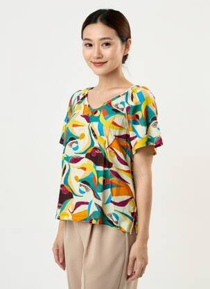 T-shirt imprimé fantaisie manches courtes jaune LA FIANCÉE femme