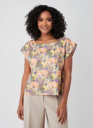 Top imprimé fantaisie manches courtes violet LA FIANCÉE femme