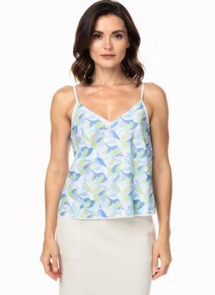 T-shirt imprimé fantaisie fines bretelles bleu LA FIANCÉE femme