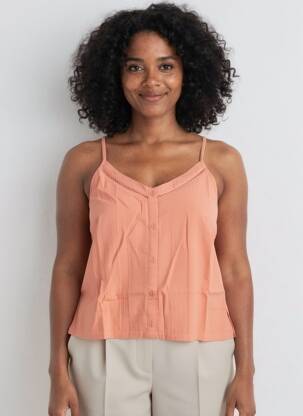 Top col v fines bretelles orange LA FIANCÉE femme
