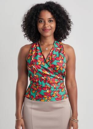 Top imprimé fantaisie sans manche rouge LA FIANCÉE femme